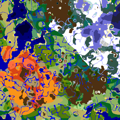 Map of Minecraft seed 6764077720115409088 around spawn