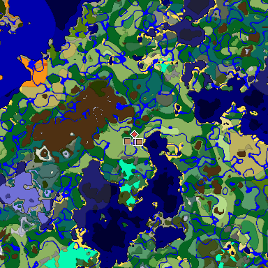 Predicted biome map of Java 1.19.2 seed -6634150202932294296 around estimated spawn