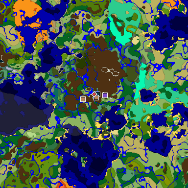 Predicted biome map of Java 1.19.2 seed 1866592038837625094 around estimated spawn