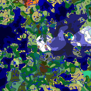 Predicted biome map of Java 1.19.2 seed 1494725544588328761 around estimated spawn