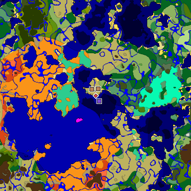 Predicted biome map of Java 1.19.2 seed -4749726896715792832 around estimated spawn