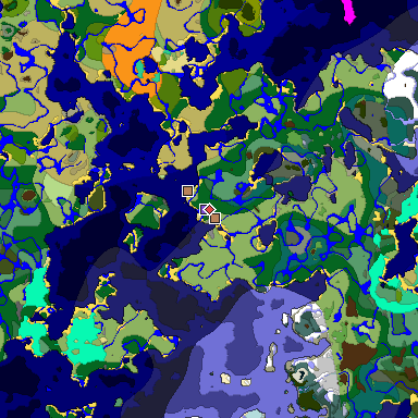 Predicted biome map of Java 1.19.2 seed 618873400909908423 around estimated spawn
