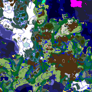 Predicted biome map of Java 1.19.2 seed -6244195222020354732 around estimated spawn
