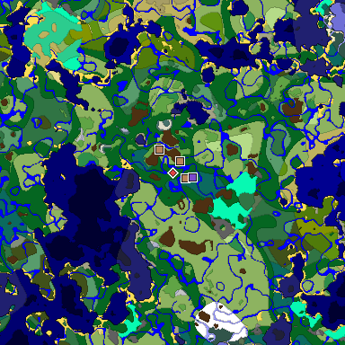 Predicted biome map of Java 1.19.2 seed 7478489923091306902 around estimated spawn