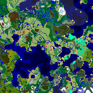 Predicted biome map of Java 1.19.2 seed 3880385412486556218 around estimated spawn