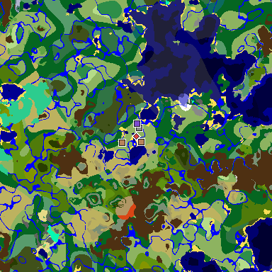 Map of Minecraft seed 1492961399159604756 around spawn