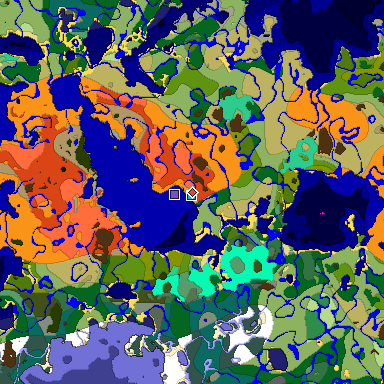 Predicted biome map of Java 1.19.2 seed -8922720808691704730 around estimated spawn
