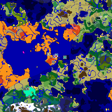 Predicted biome map of Java 1.19.2 seed -2275438745206321920 around estimated spawn