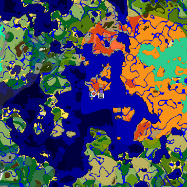 Predicted biome map of Java 1.19.2 seed 6635127725108797532 around estimated spawn