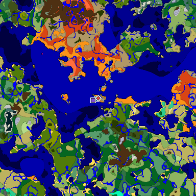 Predicted biome map of Java 1.19.2 seed -648383397417008675 around estimated spawn