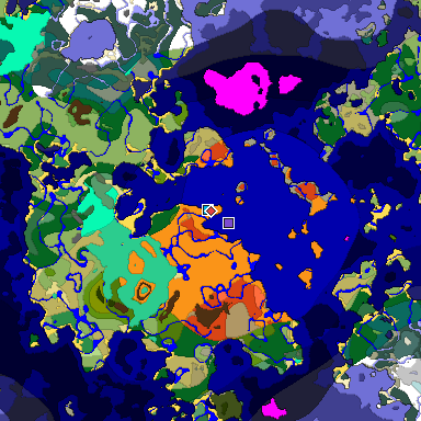 Predicted biome map of Java 1.19.2 seed 1743812221054981506 around estimated spawn