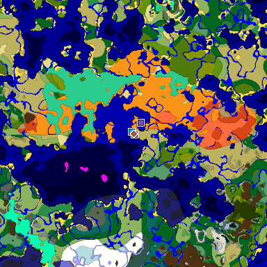Predicted biome map of Java 1.19.2 seed -6657152114743103699 around estimated spawn
