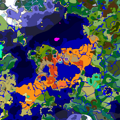 Predicted biome map of Java 1.19.2 seed -6772513301825042174 around estimated spawn
