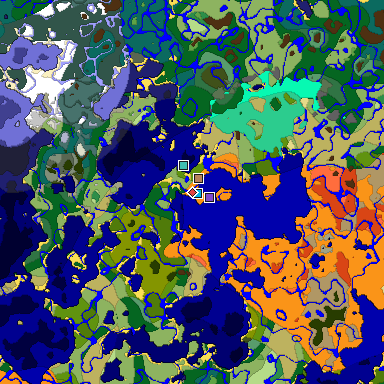 Predicted biome map of Java 1.19.2 seed -275776094353662245 around estimated spawn