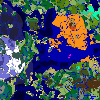 Predicted biome map of Java 1.19.2 seed -567190555578952519 around estimated spawn