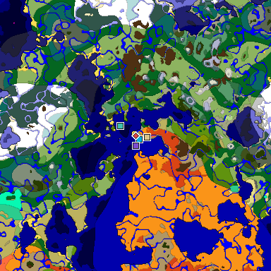 Predicted biome map of Java 1.19.2 seed 7484091184606870814 around estimated spawn