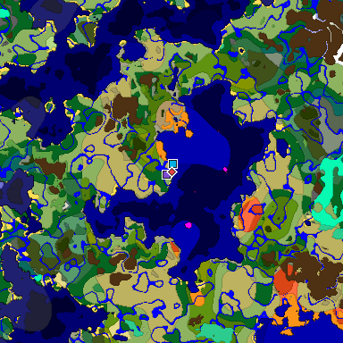 Predicted biome map of Java 1.19.2 seed -2104363301113647091 around estimated spawn