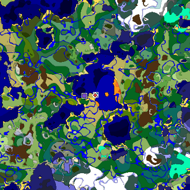 Predicted biome map of Java 1.19.2 seed -784386140140716823 around estimated spawn