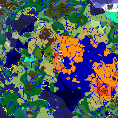 Predicted biome map of Java 1.19.2 seed -710518748707421184 around estimated spawn