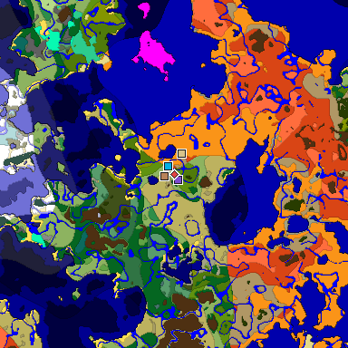 Predicted biome map of Java 1.19.2 seed -2895012321124182037 around estimated spawn
