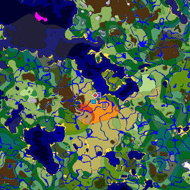 Predicted biome map of Java 1.19.2 seed -6481606720762842180 around estimated spawn