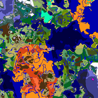 Predicted biome map of Java 1.19.2 seed 7562908786575089744 around estimated spawn