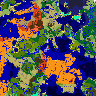 Predicted biome map of Java 1.19.2 seed -3860563465365898781 around estimated spawn