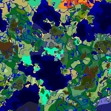 Predicted biome map of Java 1.19.2 seed -7470736739100814815 around estimated spawn