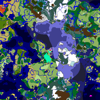 Predicted biome map of Java 1.19.2 seed 560374726970702810 around estimated spawn