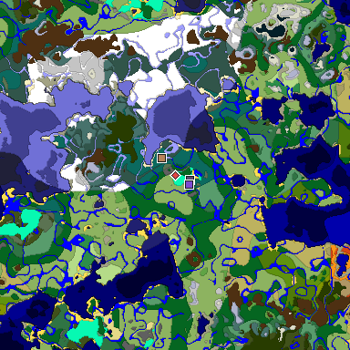 Predicted biome map of Java 1.19.2 seed 598838746619314144 around estimated spawn