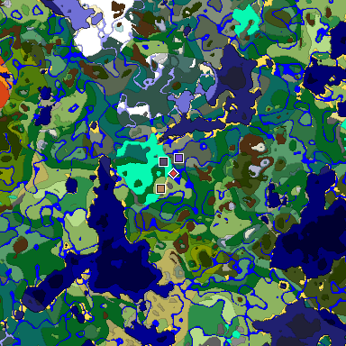 Predicted biome map of Java 1.19.2 seed -4612159227731204419 around estimated spawn