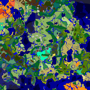 Predicted biome map of Java 1.19.2 seed -6269699962631244047 around estimated spawn