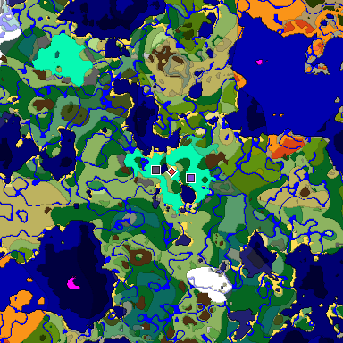 Predicted biome map of Java 1.19.2 seed 6498315174427803286 around estimated spawn