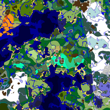 Predicted biome map of Java 1.19.2 seed -5982227255188256926 around estimated spawn