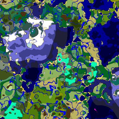 Predicted biome map of Java 1.19.2 seed 3660156867371401512 around estimated spawn