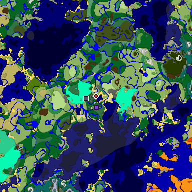 Predicted biome map of Java 1.19.2 seed -5056699482270399671 around estimated spawn