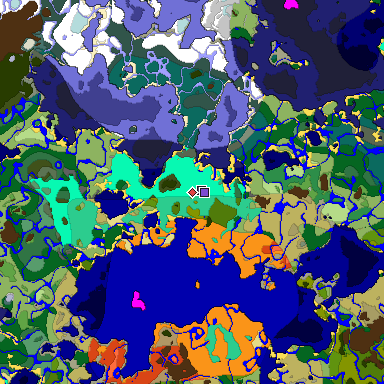Predicted biome map of Java 1.19.2 seed 6465416449046277840 around estimated spawn