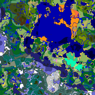 Predicted biome map of Java 1.20 seed -2989832382116999741 around estimated spawn
