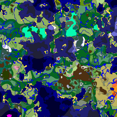 Predicted biome map of Java 1.20 seed 8869153954021114015 around estimated spawn