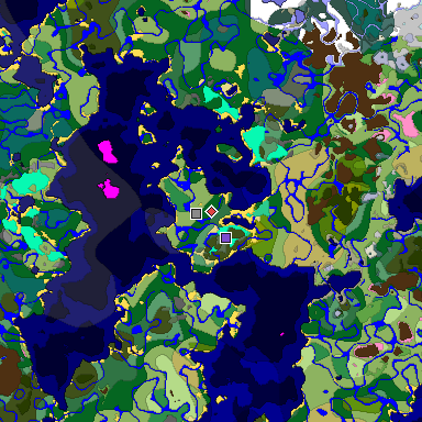 Predicted biome map of Java 1.20 seed 1214779631715439002 around estimated spawn