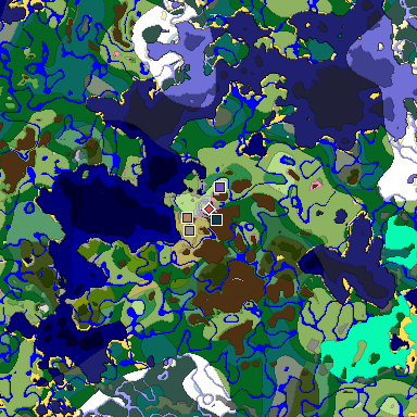 Predicted biome map of Java 1.20 seed -9011508573543745499 around estimated spawn