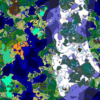Predicted biome map of Java 1.20 seed 8128169526594657013 around estimated spawn