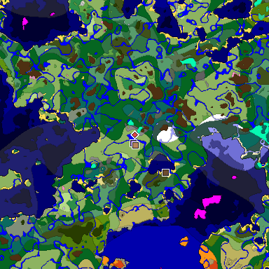 Predicted biome map of Java 1.20 seed 936159449626071096 around estimated spawn