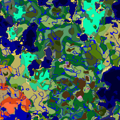 Predicted biome map of Java 1.20 seed 33592992788637567 around estimated spawn