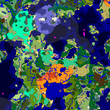 Predicted biome map of Java 1.20 seed 521017270477620813 around estimated spawn