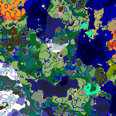 Predicted biome map of Java 1.20 seed 2271051293042232003 around estimated spawn