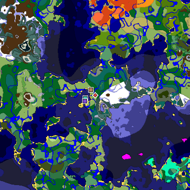 Predicted biome map of Java 1.20 seed -3610363972116133894 around estimated spawn