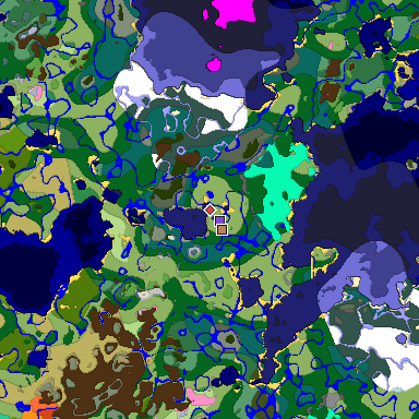 Predicted biome map of Java 1.20 seed 6972888657431851032 around estimated spawn