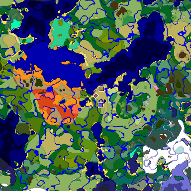 Predicted biome map of Java 1.20 seed -5637993991028059578 around estimated spawn