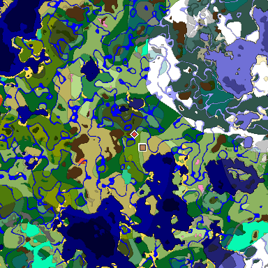 Predicted biome map of Java 1.20 seed -7203591545540378254 around estimated spawn